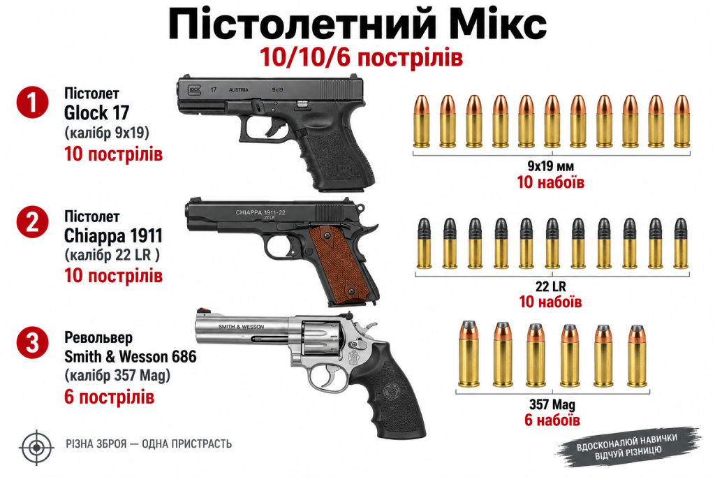 Пістолетний Мікс  10/10/6 пострілів